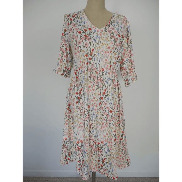 Floral V-Neck Short Sleeve Dress XS - Picture 1 of 9
